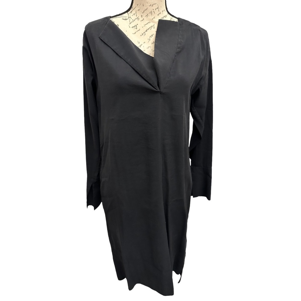 COS 🌟Shift Dress Black V-Neck Long Sleeve Pockets Size 4 NWT